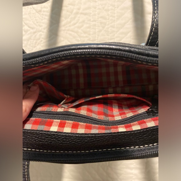 Vintage Brighton Black Pebbled Leather Shoulder Bag - Plaid Lined - Picture 9 of 15